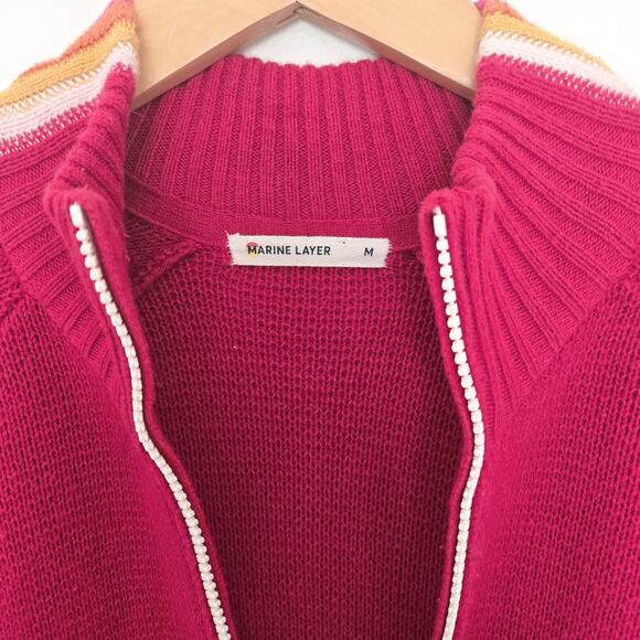 Marine Layer X Lost & Found Snowbird Stripe Sleeve Quarter Zip Sweater Size M - Picture 5 of 10